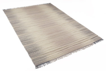 Consept Looms Fusion Knotted Fringed White Wool Traditional Geometric Textured Rug 200x290 cm