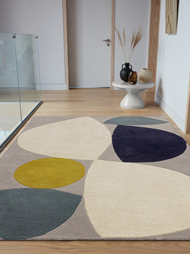 Asiatic London Reef Mid Century Grey Teal Handmade Wool Geometric Rug - RF25 Teal - Medium 120x170 cm (4'x5'6")