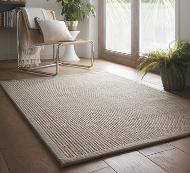 Origins Sisal Boucle Durable Classic Bordered Natural Grey Non-Slip Cotton Traditional Textured Rug - Medium 120x170 cm (4'x5'6")