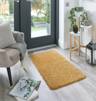 Origins My Ochre Yellow Washable Non-Slip Polypropylene Shaggy Rug - X-Small 60x100 cm (2'x4')
