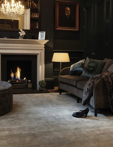 Darcy Smoke Striped Luxury Hand-Woven Wool Viscose Geometric Rug - Small 80x120 cm (2'6"x4')
