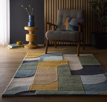 Origins Retro Deco Tufted Multicolour Wool Rug - Medium 120x170 cm (4'x5'6")