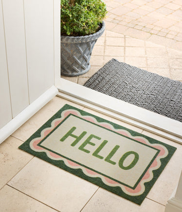 Hello Scallop Green Washable Non-Slip Indoor Doormat 50x75 cm