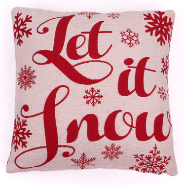 Christmas Let It Snow Cream Red Washable Cotton Soft Cushion 45x45 cm