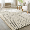Woodweave Ivory/Charcoal Modern Woodgrain-Inspired Pattern Rug by Origins - Small 80x150 cm (2'6"x5')