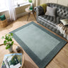 Origins Borders Hand Loom Woven Wool Bordered Rug Hallway in Sage Green - Small 80x150 cm (2'6"x5')