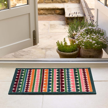 My Mat Nylon Indoor Pattern Carnival Stripe Multi Colours Washable Non-Slip Entrance Rug - Small 50 x 75 cm (2'x2'5")