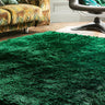 Plush Plain Shaggy High Pile Thick Silky Fluffy Soft Hand Woven Green Rug - Small 70x140 cm (2'3"x4'7")