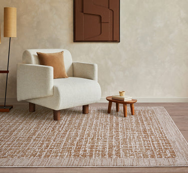Anders AN11 Charm Grid Soft Shimmer Beige Natural Abstract Geometric Textured Boho Rug - XX-Large 240x320 cm (7'10"x10'5")