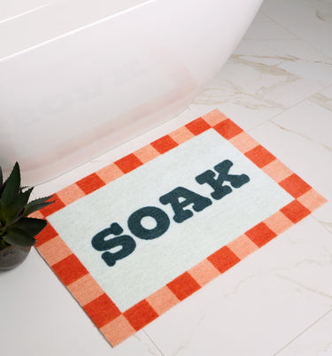 Dip and Drip Bathroom Bright Soak Border Washable Non-Slip Bordered Rug 50x75 cm
