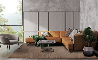 Kuza Stripe Soft Silky Velvety Terracotta Polypropylene Abstract Textured Distressed Rug - X-Large 200x290 cm (6'7"x9'6")