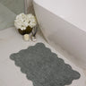 My Mat Soft Washable Bathroom Non Slip Oval, Scallop and Curve Shaped Soft Shag Rug in Ghost Grey - 50 x 80cm Scallop