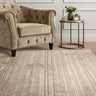Henley Modern Handmade High Shine Organic Lines Wool & Viscose Premium Silky Rug in Sand Beige - Medium 120x170 cm (4'x5'6")