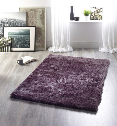Glamour Shimmer Mauve Soft Silky Handmade Shaggy Textured Rug - Small 80x150 cm (2'6"x5')