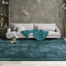Asiatic London Rise Soft Silky Shiny Teal Blue Hand-Carved Wool Viscose Cotton Rug - Large 160x230 cm (5'3"x7'7")