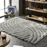 Origins Dallas Soft Thick Pile Silver Hand-Carved Shaggy Abstract Geometric Rug - Small 80x150 cm (2'6"x5')