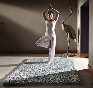 Maine Blue Mist Tubular Pile Rug Hand-Woven with New Zealand & European Wools, Thick Luxurious Soft Pile, Contemporary Natural Style for Modern & Traditional Interiors - Small 80x150 cm (2'6"x5')