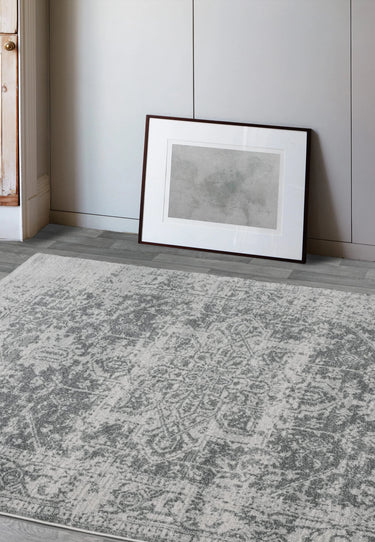 Asiatic London Nova Antique NV10 Grey Polypropylene Traditional Vintage Abstract Rug - Small 80x150 cm (2'6"x5')