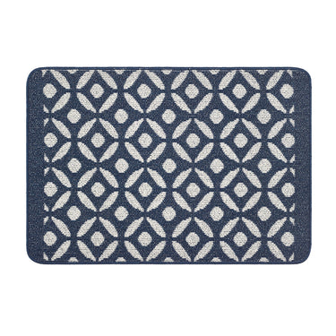 My Stain Resistant Crescent Pattern Navy Washable Non-Slip Polypropylene Geometric Hallway Runner Rug - Runner 67x200 cm (2'2"x6'7")