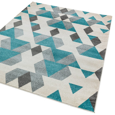 Asiatic London Colt CL17 Pyramid Blue Grey Jute Polypropylene Geometric Textured Rug 120x170 cm
