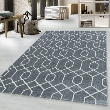 Efor New Design Grey Jute Polypropylene Geometric Rug - Large 160x230 cm (5'3"x7'7")