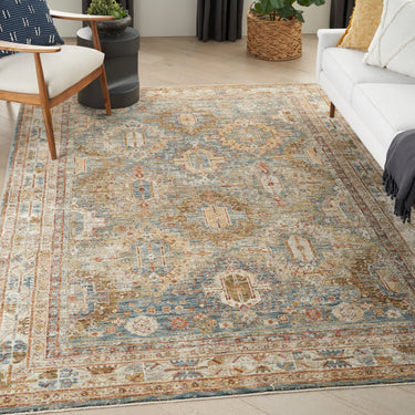 Sahar Elegance SHR01 Blue Persian Traditional Vintage Floral Rug - 160x234 cm (5'3"x7'8")