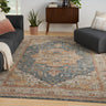 Sahar SHR06 Classic Ivory Blue Persian Traditional Vintage Floral Rug - Medium 119x180 cm (3'11"x5'11")