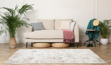 URCO Nova Carlie Distressed Multi Coloured Polypropylene Persian Traditional Vintage Hallway Runner Rug - Small 66x100 cm (2'5"x3'3")
