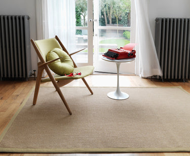 Asiatic London Sisal Linen Natural Sage Green Border Extra Non-Slip Jute Cotton Textured Rug 200x290 cm