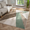 Orbit Nordyl 3D Beige Green Abstract Geometric Textured Hallway Runner Rug - Medium 120x170 cm (4'x5'6")