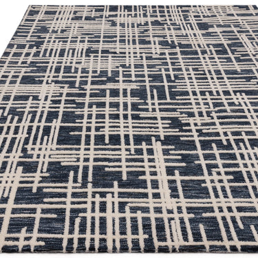 Asiatic London Mason Blueprint Blue Cotton Traditional Abstract Rug - Medium 120x170 cm (4'x5'6")