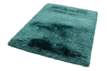 Plush Plain Shaggy High Pile Thick Silky Fluffy Soft Hand Woven Petrol Green Rug - X-Large 200x300 cm (6'7"x10')