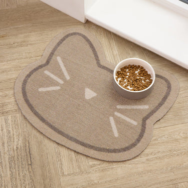 Howler and Scratch Pet Patterned Shaped Cat Face Washable Non-Slip Rug 49x56 cm