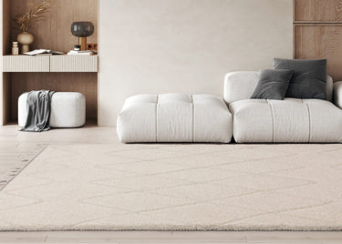 Fes FE05 Shaggy Rug Moroccan Berber Modern Bohomian Soft Touch Tufted Tasseled Cream White Rug - Medium 120x170 cm (4'x5'6")