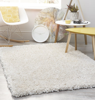 Origins Portland High Pile Super Fluffy Cream Shaggy Modern Plain Rug - X-Small 60x110 cm (2'x3'7")