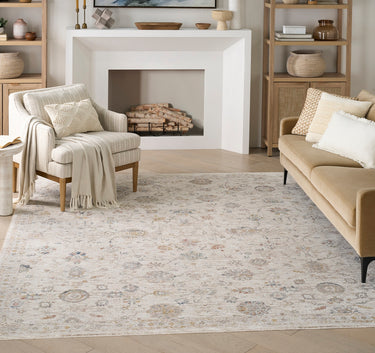 Nourison Antique Fusion ANF04 Bordered Ivory Multi Traditional Vintage Abstract Floral Rug - Large 160x239 cm (5'3"x7'10")