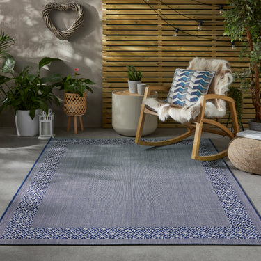 Consept Looms Terrazzo TRZ01 Garden Patio Living Framed Navy Indoor Outdoor Handmade Polypropylene Rug 200x290 cm
