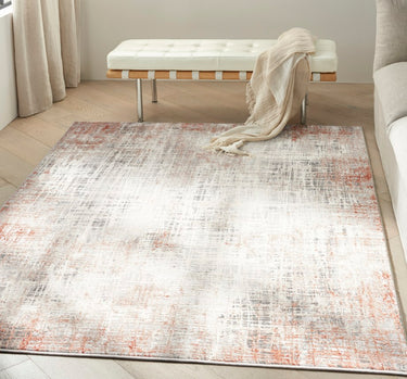 Calvin Infinity IFN01 Rust Multi Polypropylene Abstract Textured Hallway Runner Rug - 160 x 221 cm (5'3"x7'3")