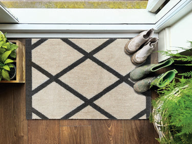 My Nylon Pattern Border Geo Washable Non-Slip Geometric Bordered Hallway Runner Rug - Small 50 x 75 cm (2'x2'5")