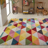 Carnaval CAR110 Vibrant Multi Colours Modern Triangles Geometric Rug by Concept Looms - Small 80x150 cm (2'6"x5')