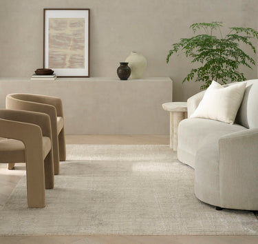Calvin Latitude Shimmer LTD01 Ivory Beige Fringe Abstract Textured Modern Rug - 160 x 229 cm (5'3"x7'6")