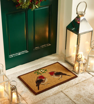 My Printed Coir Christmas Robins Non-Slip Bordered Doormat 45x75 cm