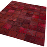 Asiatic London Xylo Red Cross Stitch Patchwork Cowhide Leather Handmade Geometric Textured Rug - Medium 120 x 170 cm (4'x5'6")
