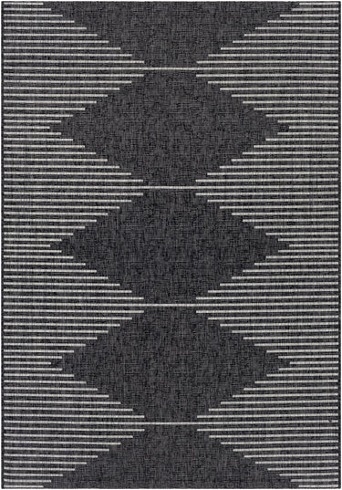 Eagean Global Black, Charcoal & Cream Rug - Medium Plus 130x180 cm (4'3'' x 5'11'')