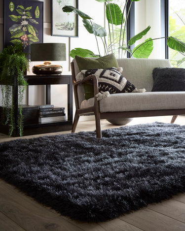 Phoenox Origins Extravagance High Pile Fluffy Dark Grey Shaggy Modern Plain Rug - 80x150cm (2'6"x5'0")