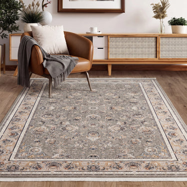 Royality ROY108 Light Grey Traditional Medallion Persian-Style Rug - 120 x 180 cm (3'11"x5'11")