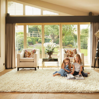 Imperial Luxury Shaggy Hand Woven Wool Rug in Ivory - Medium 120x170 cm (4'x5'6")