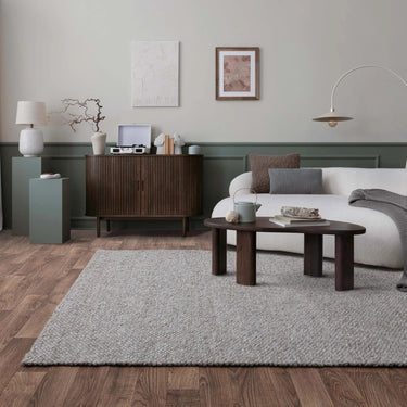 Zander Hand Woven Chunky Boucle Wool Plain Charcoal Grey Rug - Medium 120x170 cm (4'x5'6")
