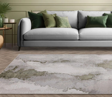 Asiatic London Stellar ST04 Painterly Marbled Green Natural Polypropylene Abstract Textured Rug - Medium 120x170 cm (4'x5'6")