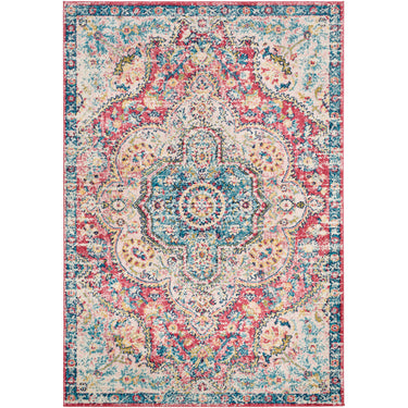 Elaziz Vintage Traditional Boho Oriental Pink, Rose & Navy Rug - Large Plus 160x230 cm (5'3'' x 7'7'')